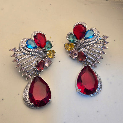 Multicolor Crystal Fan Earrings