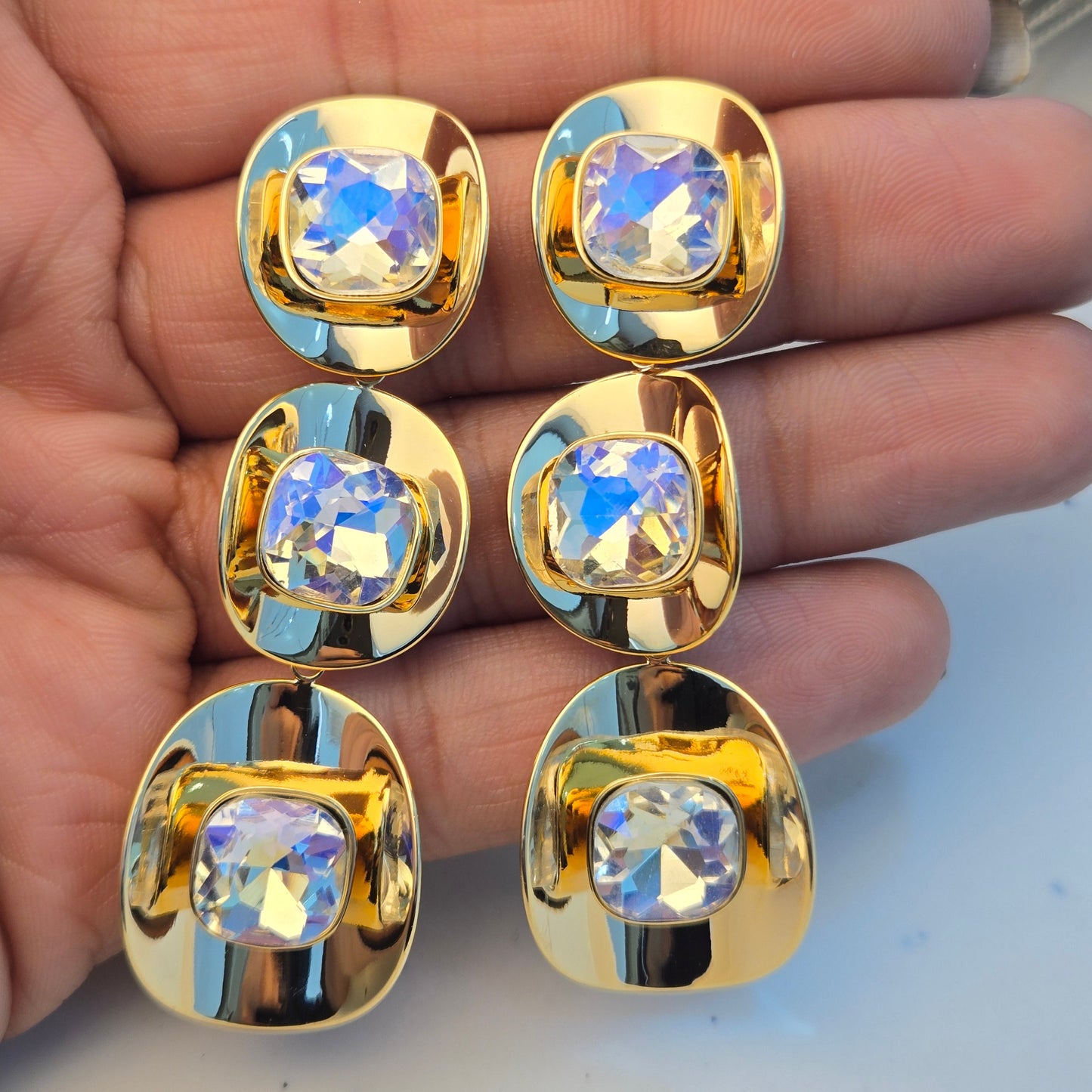 Gold Chunky Geometric Studs