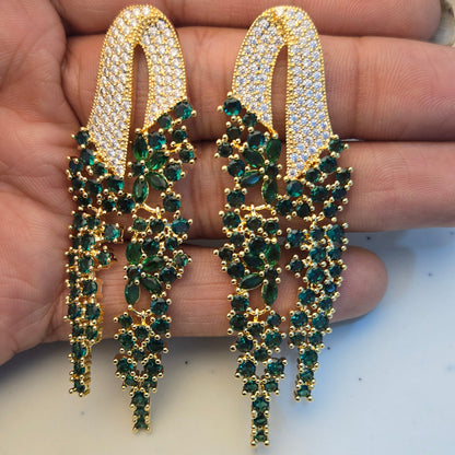 Green Crystal Cluster Earrings