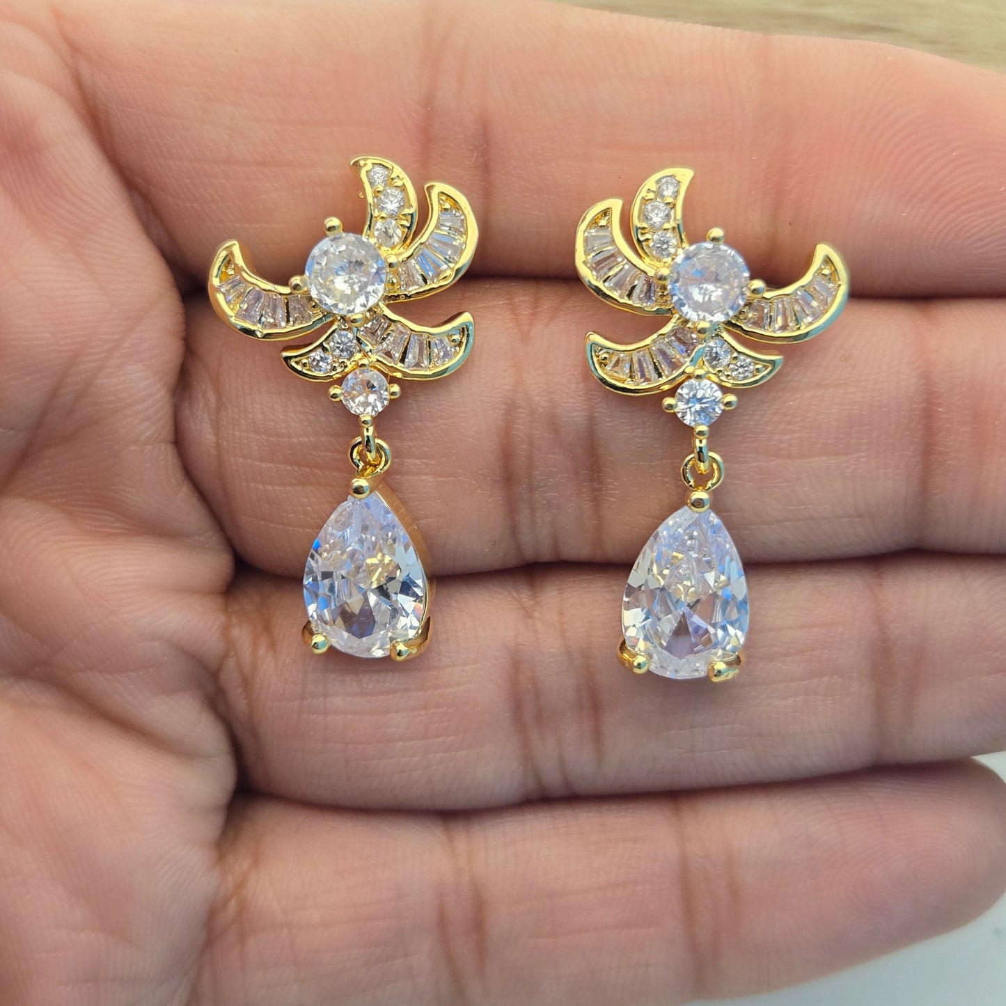 Celestial Pear Drop Post Earrings