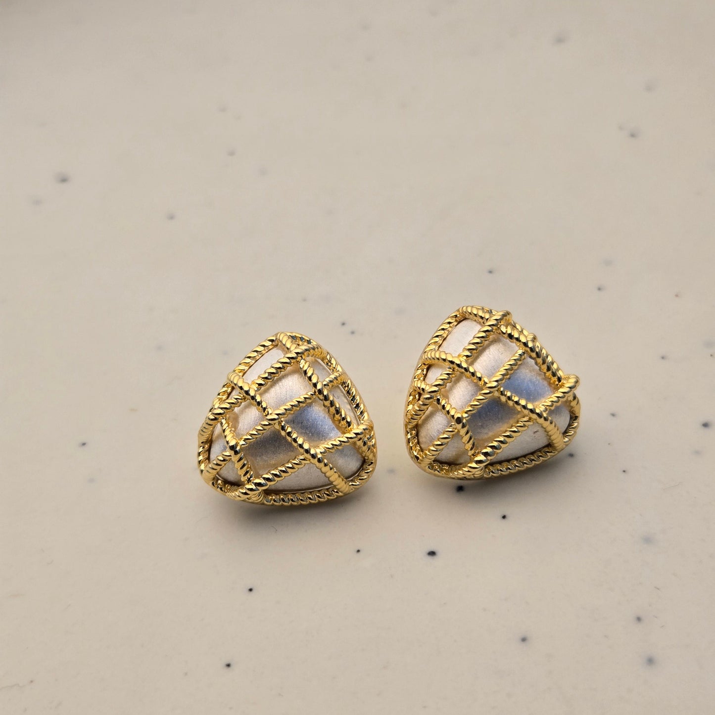 Twisted Rope Gold Mesh Stud Earrings