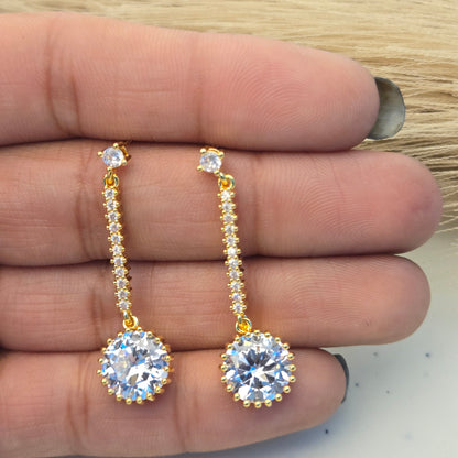 Gold Zirconia Chain Crystal Drops