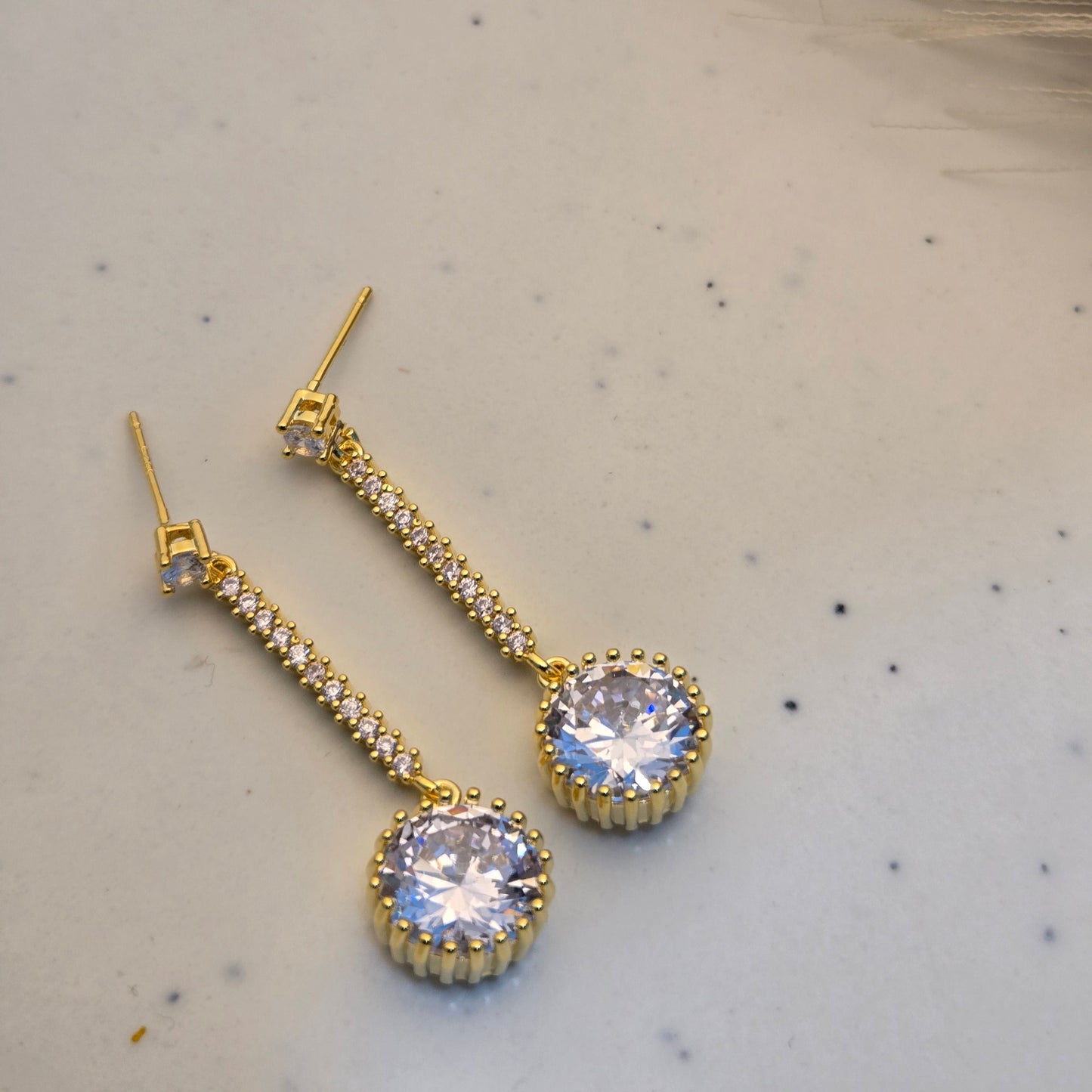 Gold Zirconia Chain Crystal Drops
