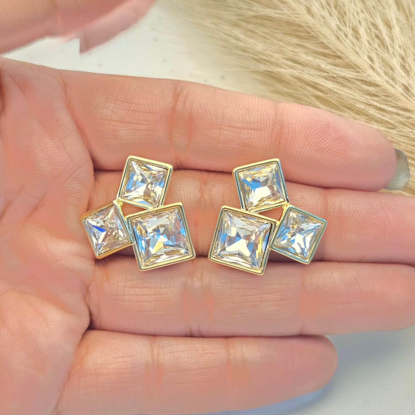 Multi-Shape Crystal Gold Studs