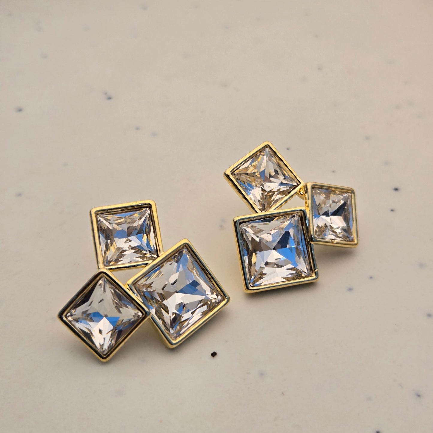 Multi-Shape Crystal Gold Studs