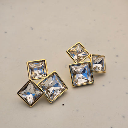 Multi-Shape Crystal Gold Studs