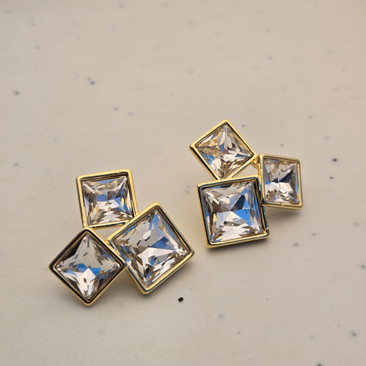 Multi-Shape Crystal Gold Studs
