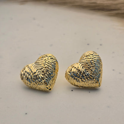 Sculptural Hammered Gold Hearts