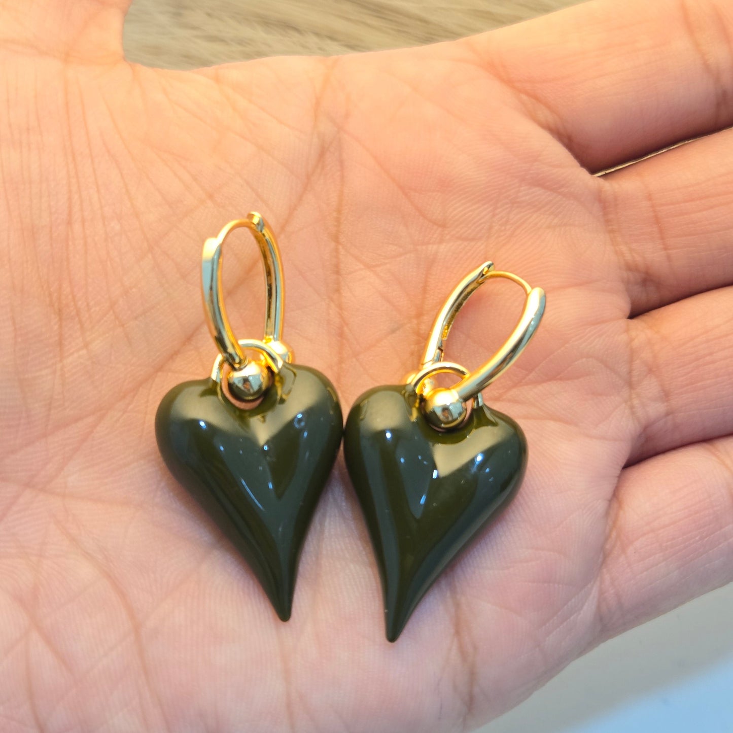 Obsidian Heart Drop Earrings