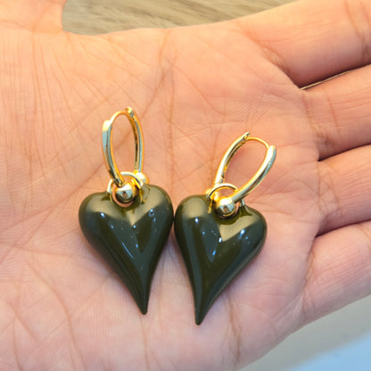 Obsidian Heart Drop Earrings