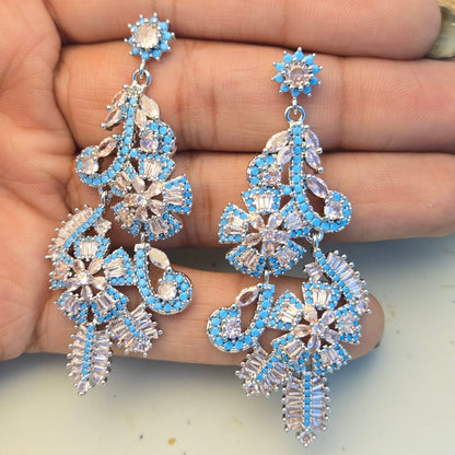 Pink & Turquoise Floral Drop Earrings