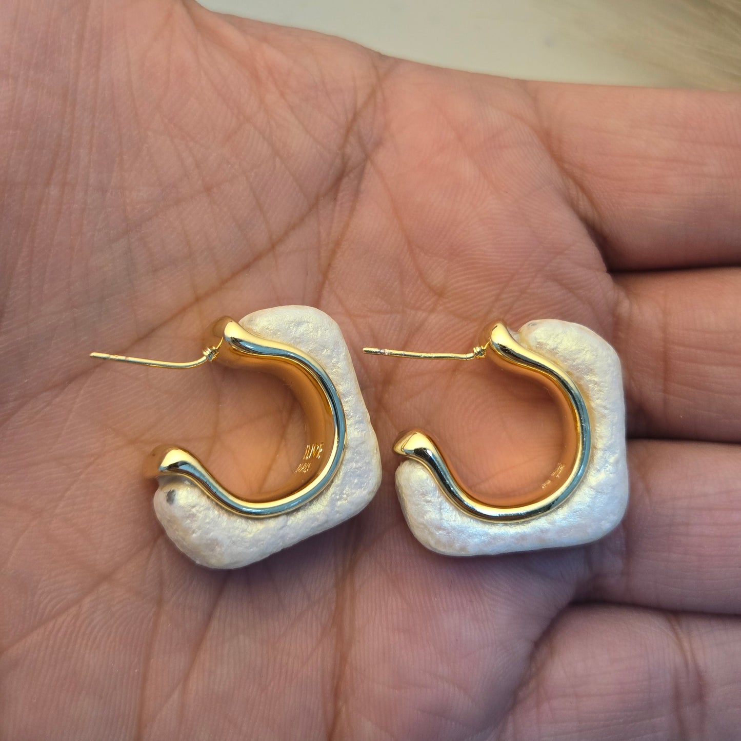 Vintage Pearl Sculptural Huggies