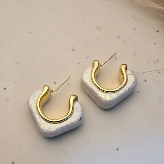 Vintage Pearl Sculptural Huggies