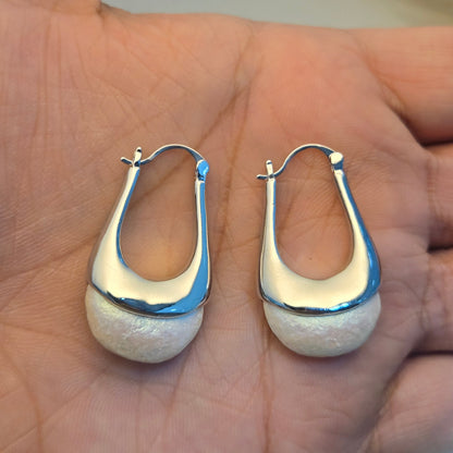 Molten Silver Geometric Hoops