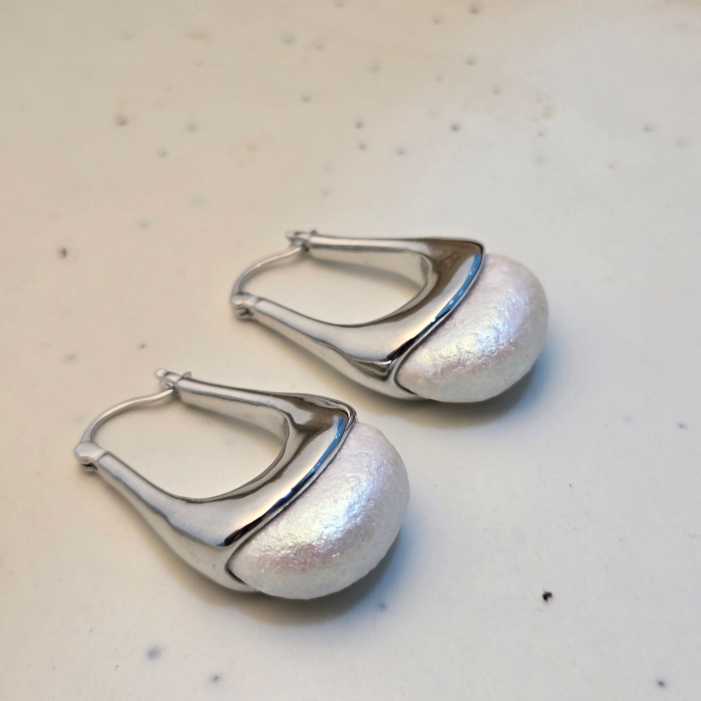 Molten Silver Geometric Hoops