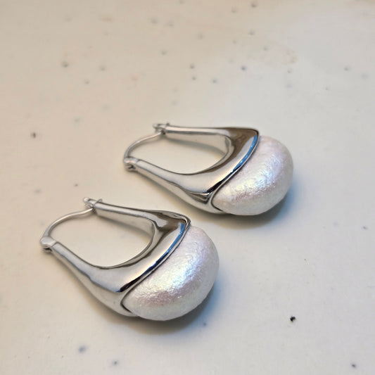 Molten Silver Geometric Hoops
