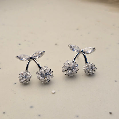 Crystal Cherry Blossom Silver Studs
