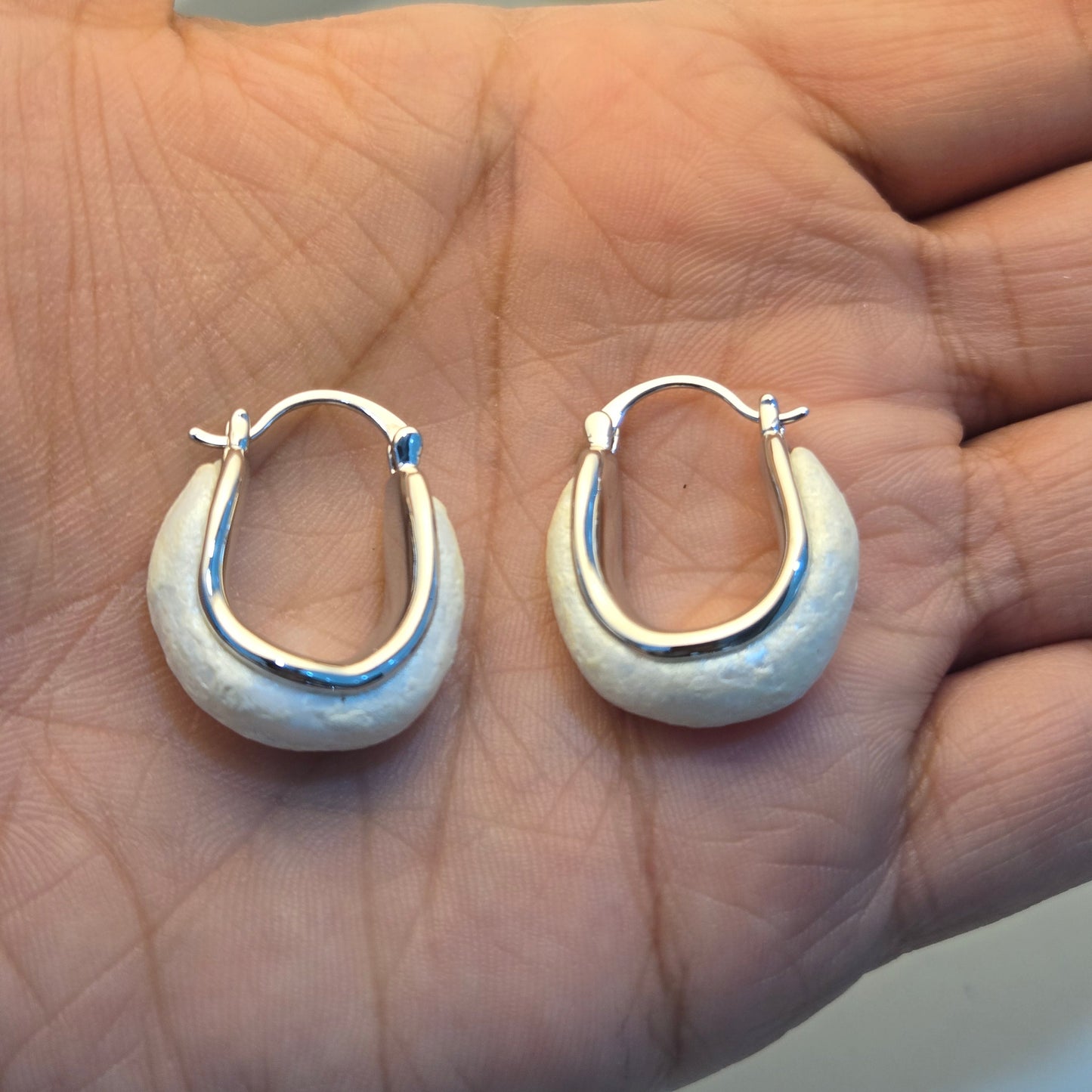 Frosted Glacier Silver Huggie Hoops