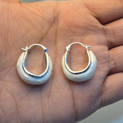 Frosted Glacier Silver Huggie Hoops