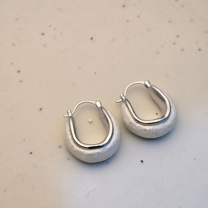 Frosted Glacier Silver Huggie Hoops