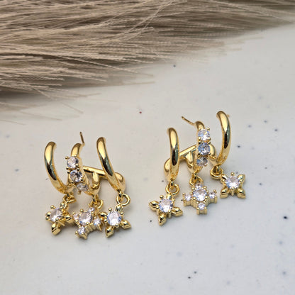 Golden Star Jacket Style no piercing Earrings
