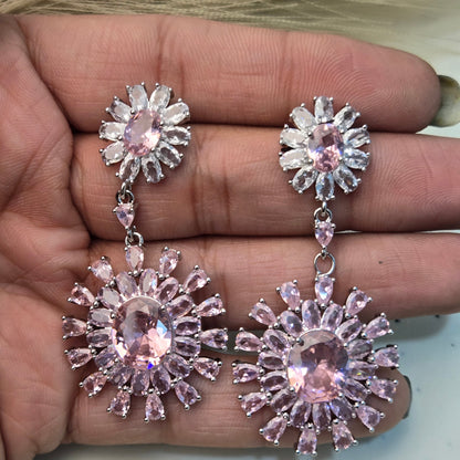 Pink Crystal Drop Earrings