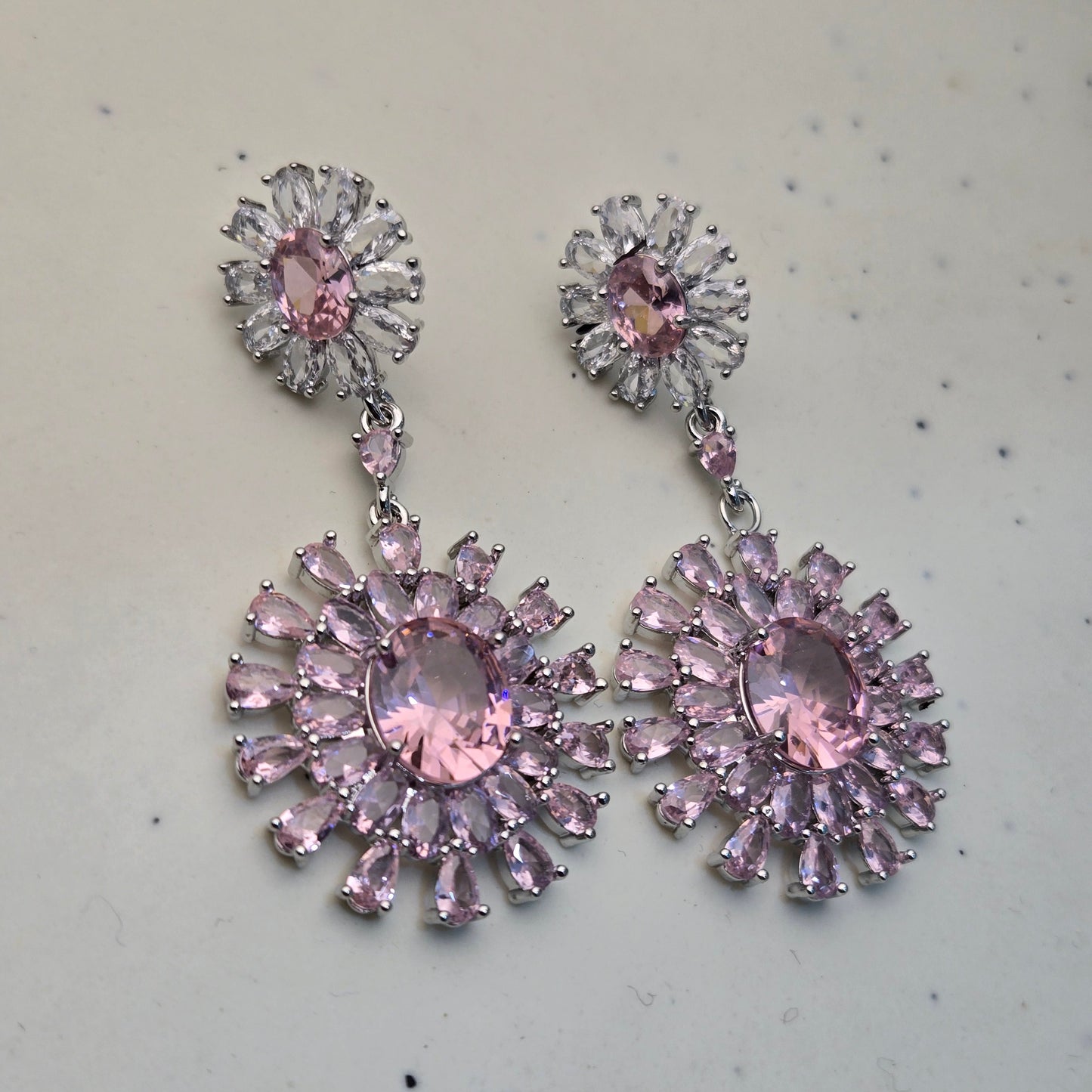 Pink Crystal Drop Earrings