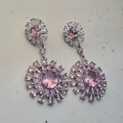 Pink Crystal Drop Earrings