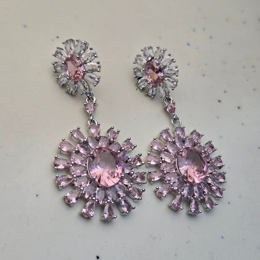 Pink Crystal Drop Earrings