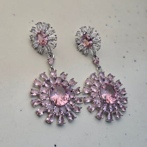 Pink Crystal Drop Earrings
