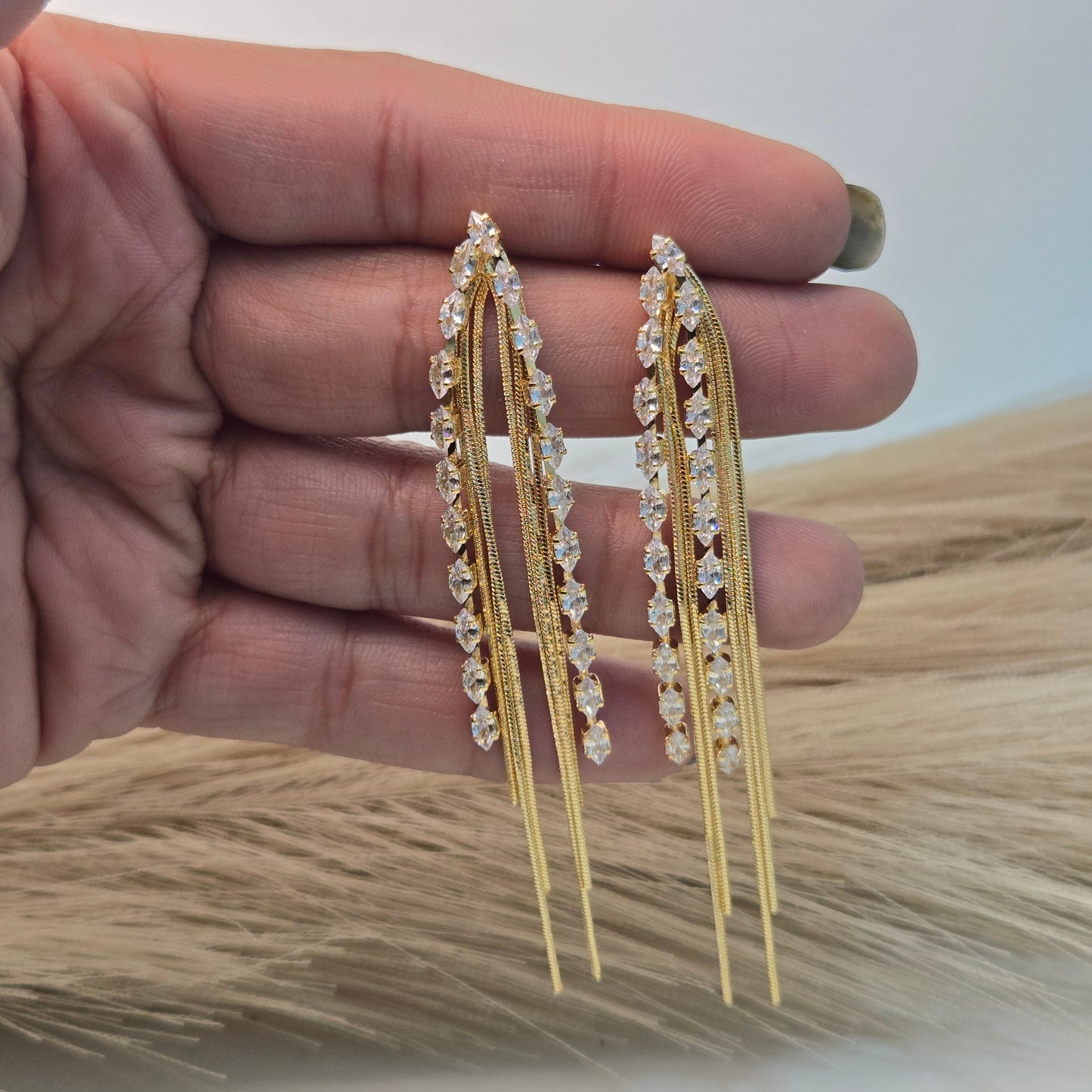 Golden Crystal Drop Earrings