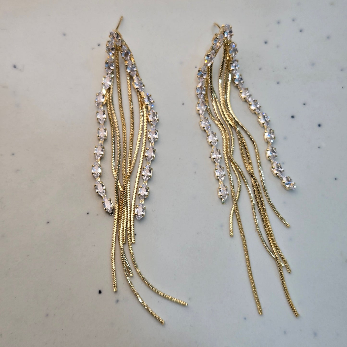 Golden Crystal Drop Earrings