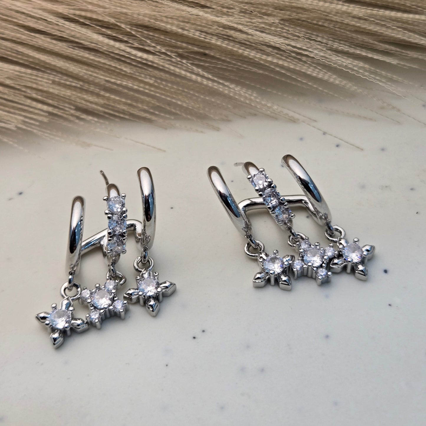 Silver Star Crystal Earrings