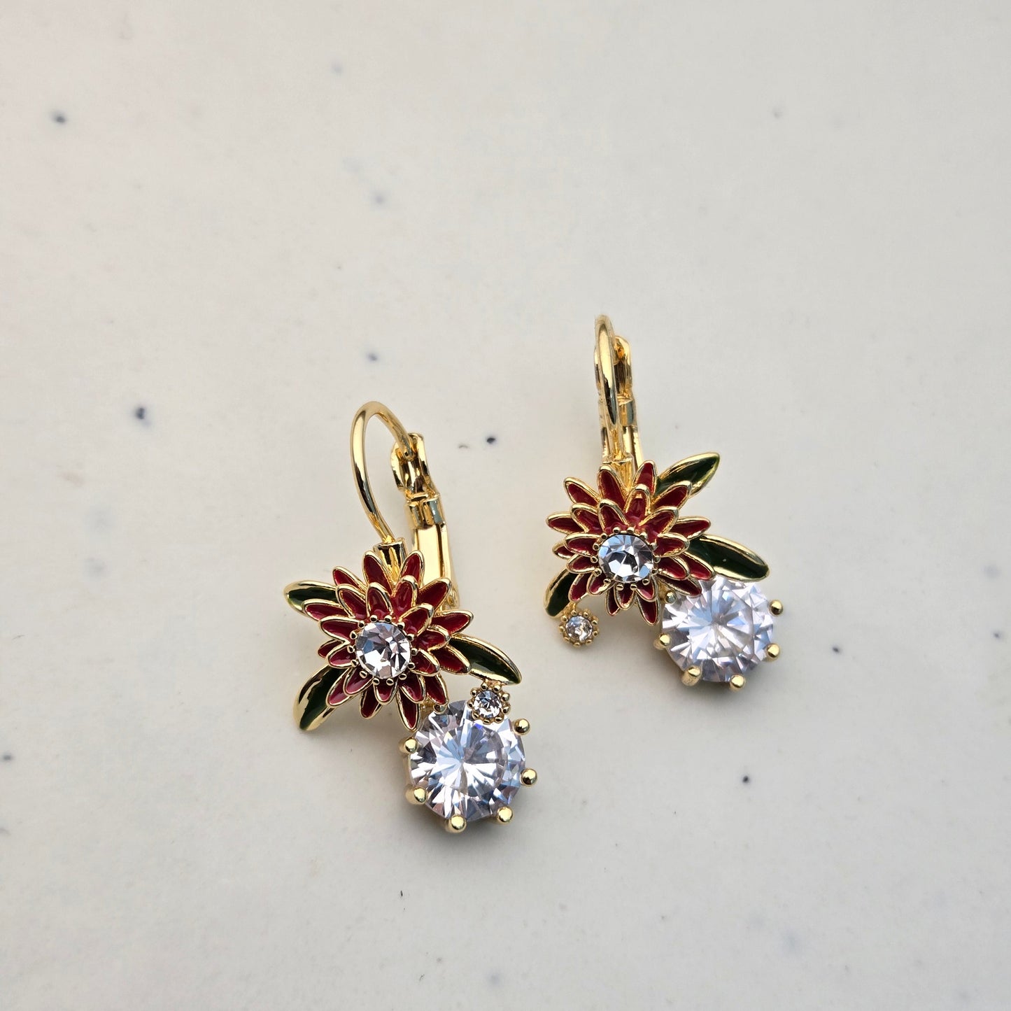 Floral Crystal Drop Earrings