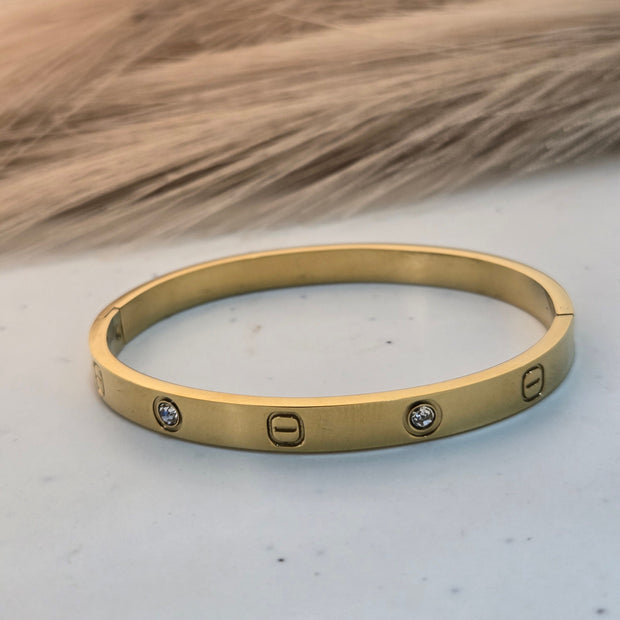 Eternal Love Crystal Gold Cuff Bracelet