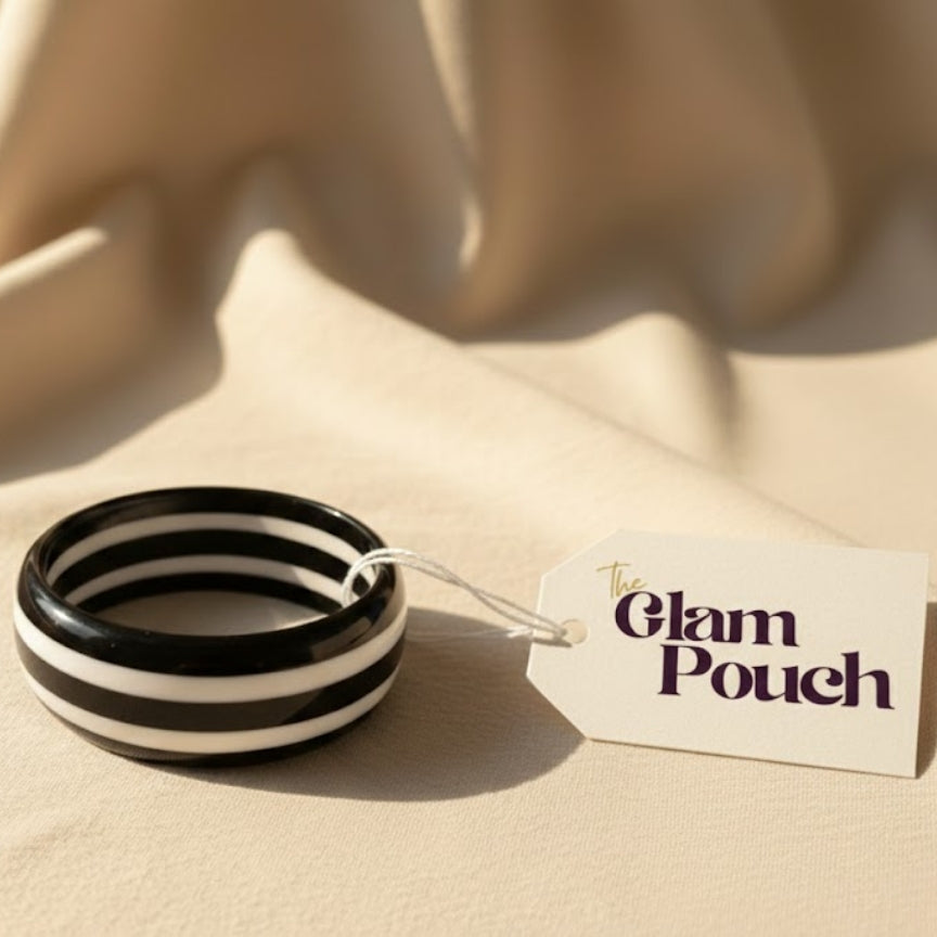 Monochrome Stripe Slim Resin Bangle