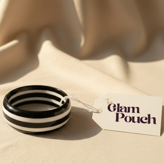 Monochrome Stripe Slim Resin Bangle