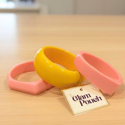 Trendy Bubblegum Pink & Sunny Yellow Bangle Set