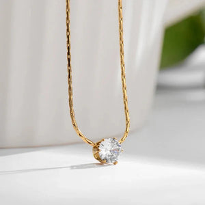 Solitaire Diamond Radiant Pendant Necklace