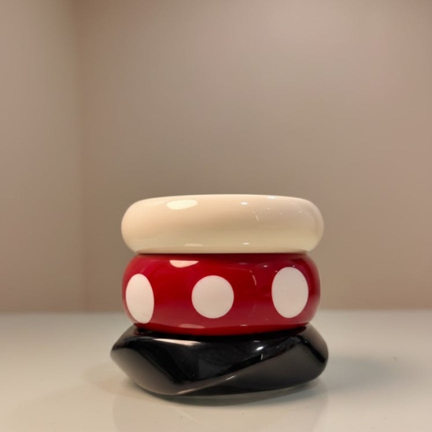 Vintage Vibe Red Polka Dot Statement Bangle Set