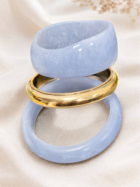 Blue Resin & Gold-Tone Bangles Set of 3