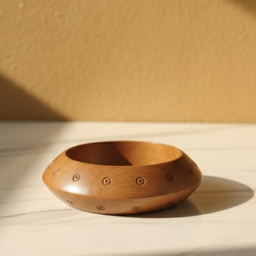 Carved Eye Pattern Wood Bangle