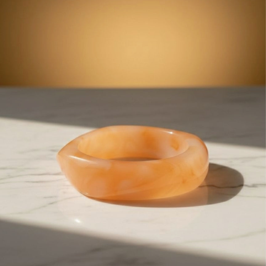 Coral Marble Wave Resin Bangle