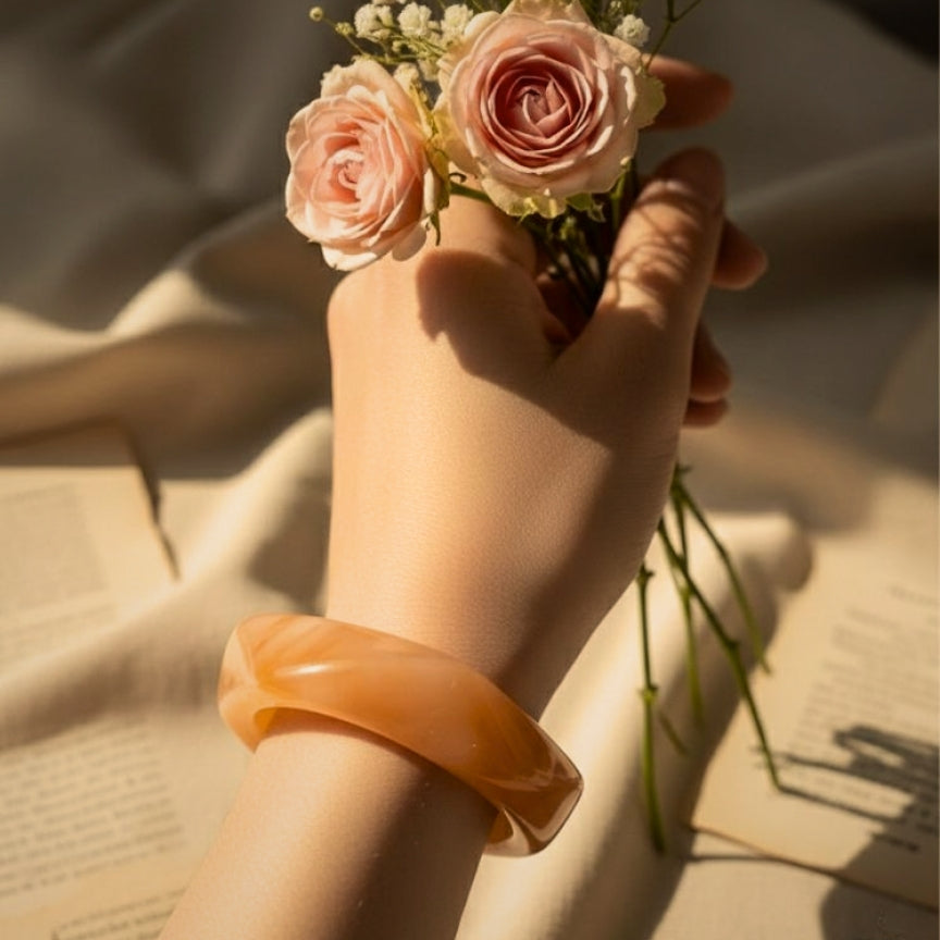 Coral Marble Wave Resin Bangle