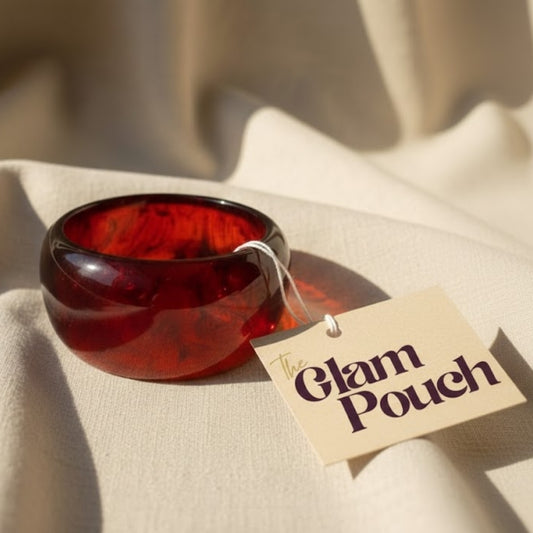 Red Crystal Round sculpted Resin Bangle