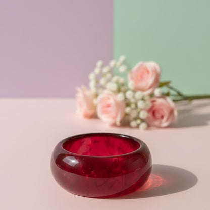 Red Crystal Round sculpted Resin Bangle
