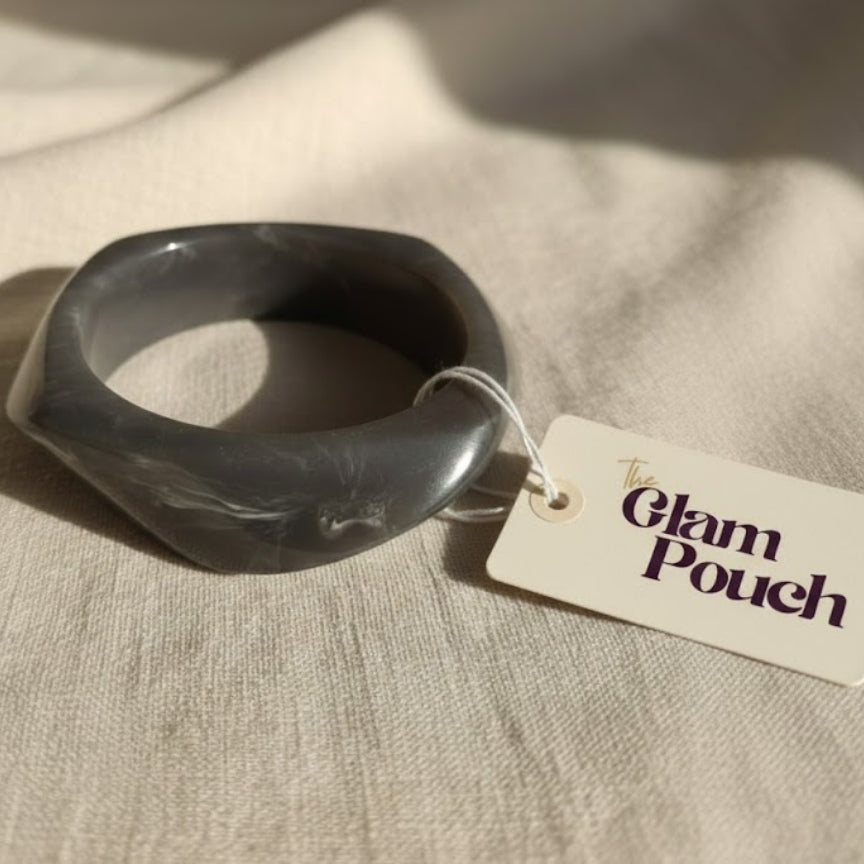 Graphite Grey Marble Wave Resin Bangle