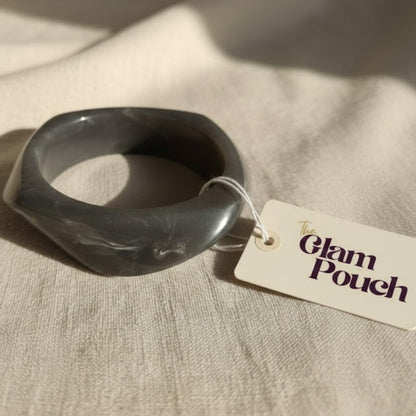 Graphite Grey Marble Wave Resin Bangle