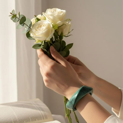 Green Forest Wave Resin Bangle