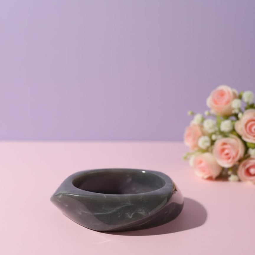 Graphite Grey Marble Wave Resin Bangle